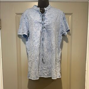 Light Blue Lace Up Soft Shirt